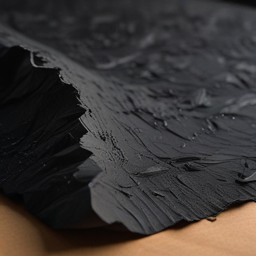 Close-Up View of Textured Black Surface with Dynamic Patterns and Shadows
