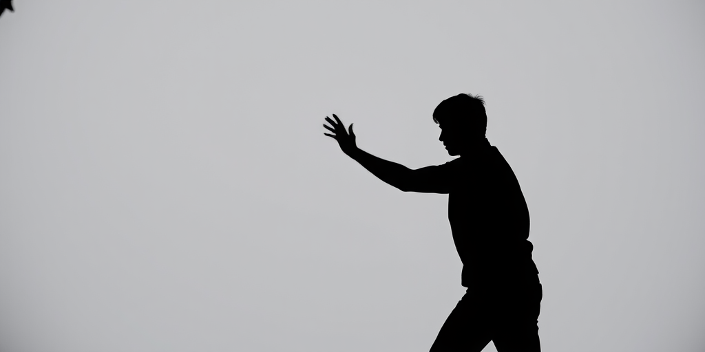 Generate a high-quality black and white silhouette image of a person in an action pose against a solid colored background, shot with a DSLR camera at f/2.8 aperture, 1/200 sec shutter speed, ISO 100, using a 50mm lens, in portrait orientation.