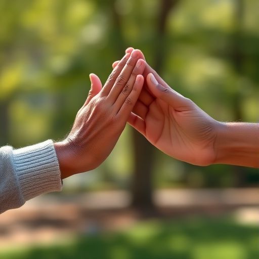Create a high-resolution image of two hands about to high-five, using a Canon EOS 5D Mark IV, 50mm lens, f/2.8 aperture, ISO 100, shot in natural light with a focus on the hands to enhance detail and clarity.