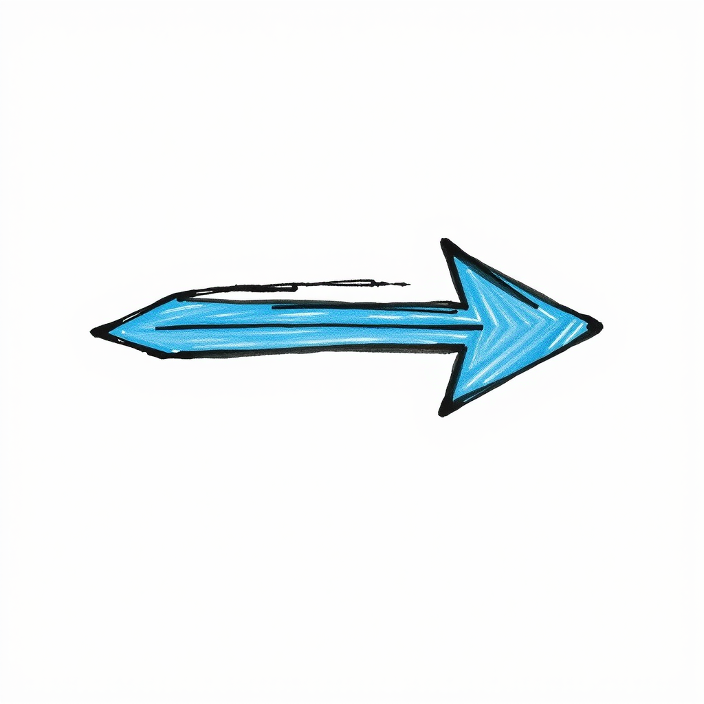 Create a vibrant blue arrow graphic with a thick black outline, using a high-resolution digital drawing technique, captured with a DSLR camera at f/4 aperture, 50mm lens, ISO 100, in a top-down view for enhanced clarity and detail.