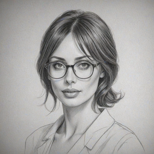 Appealing Natalie Imbruglia, pencil sketch, portrait of Elegant woman 1955s in glasses, hair style beatnik, outline, clear lines, fine lines, 8k