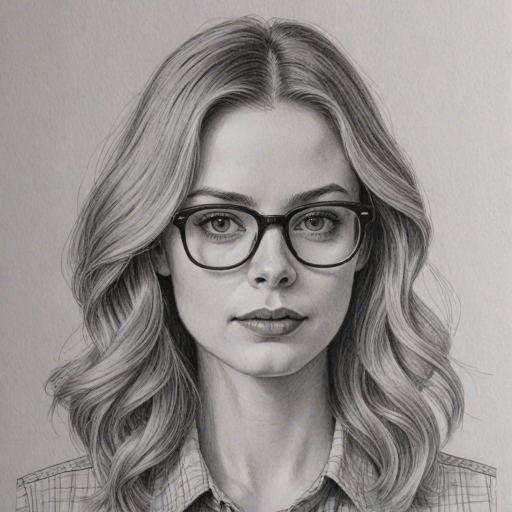 Bewitching Gillian Jacobs, pencil sketch, portrait of Sublime woman 1973s in glasses, hair style beatnik, outline, clear lines, fine lines, 8k