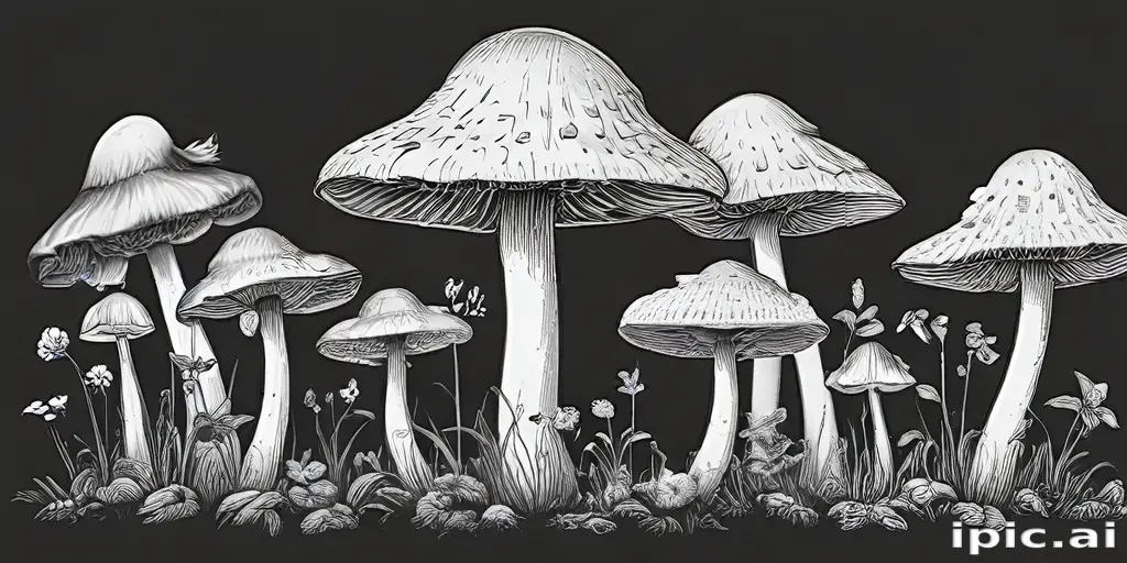 mushroom clipart black and white