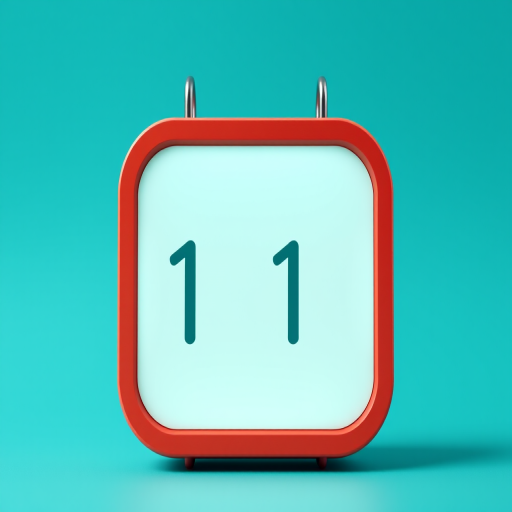 minimalistic digital calendar illustration on a turquoise background, high resolution, soft lighting, 50mm lens, f/2.8 aperture, ISO 100, front view, DSLR camera, vector style