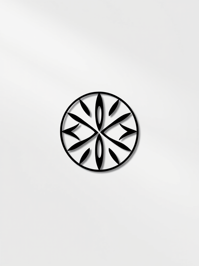 Create a high-quality logo design featuring a minimalist style, using a black and white color palette, shot with a Canon EOS R5, 50mm lens, f/1.8 aperture, ISO 100, in a well-lit studio with soft diffused lighting.