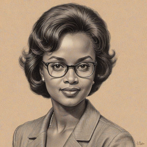 Attractive Anita Hill, pencil sketch, portrait of Delightful woman 1950s in glasses, hair style beatnik, outline, clear lines, fine lines, 8k