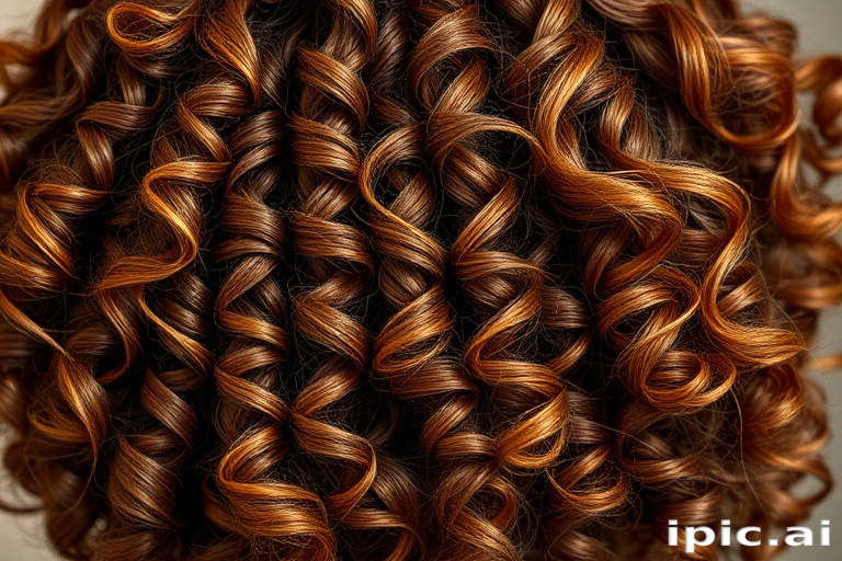 Luscious chocolate brown curls adorned with golden honey highlights, Ambrosia's hair exudes warmth and richness, with voluminous ringlets cascading down in a luxurious tumble of natural texture