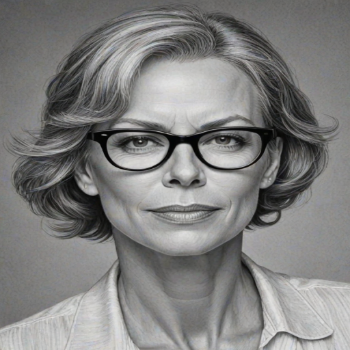 Exquisite Jamie Lee Curtis, pencil sketch, portrait of Enchanting woman 1937s in glasses, hair style beatnik, outline, clear lines, fine lines, 8k
