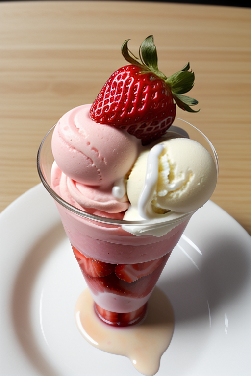 strawberry with vanilla ice cream