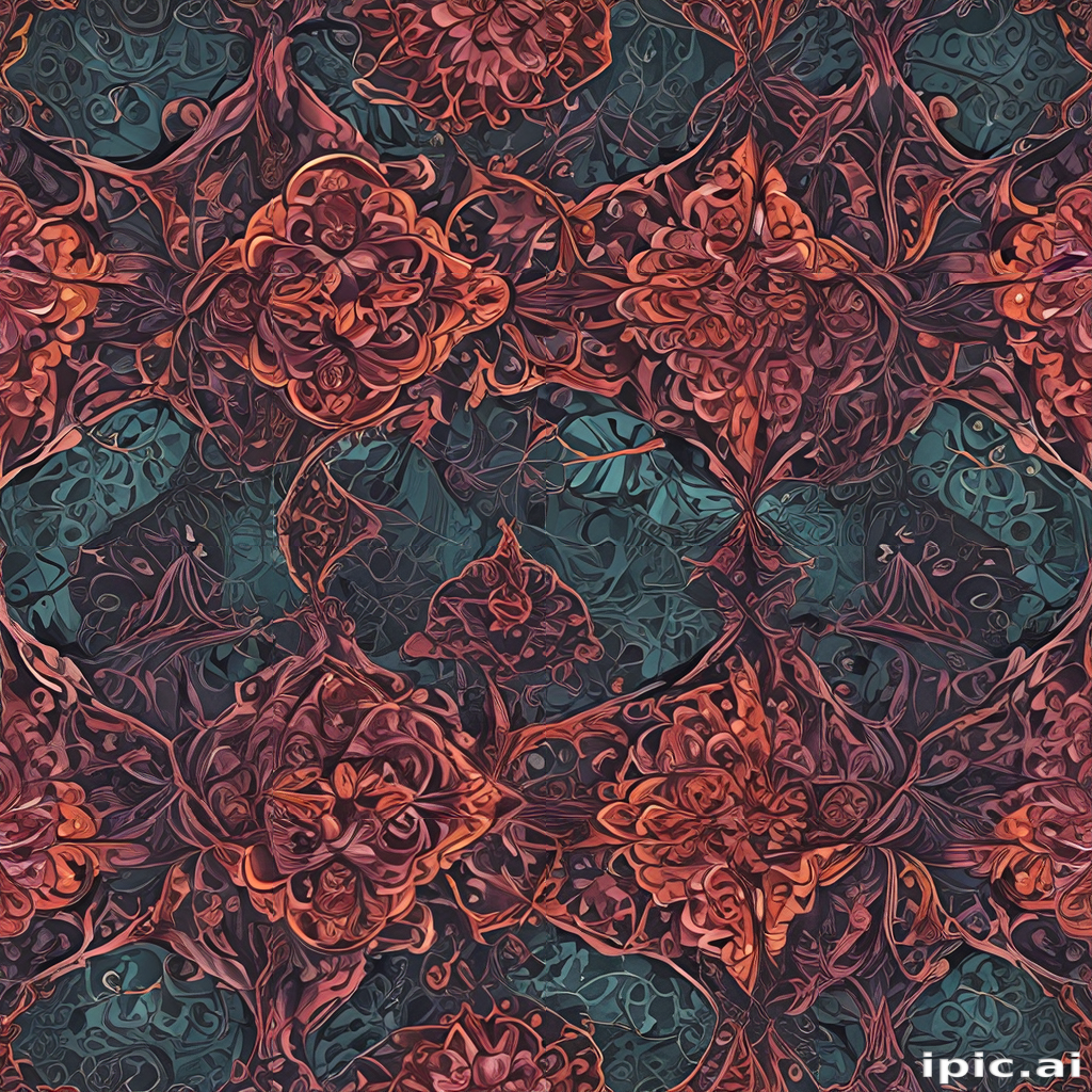 Intricate Floral Pattern with Rich Colors and Elegant Swirling Designs.