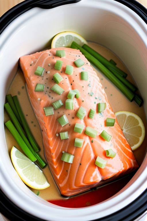 Delicious Salmon Fillet Cooked in a Slow Cooker with Fresh Herbs and