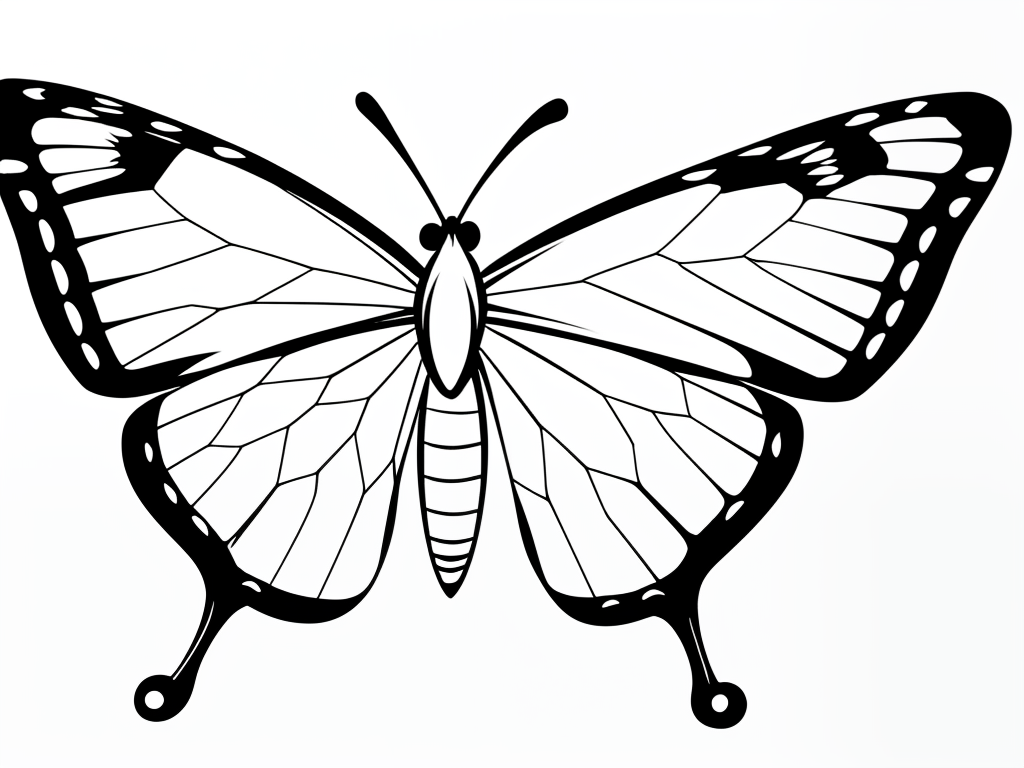 A Beautiful Black and White Illustration of a Majestic Butterfly ...