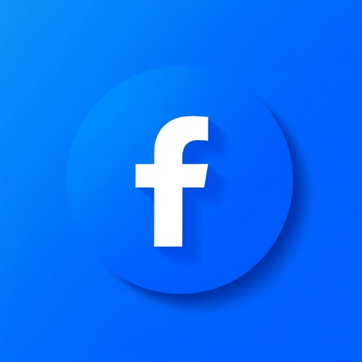 Create a minimalistic logo design featuring a large white letter "f" centered in a blue circular background with soft lighting, using a DSLR camera with a 50mm lens, aperture set to f/2.8, ISO 100, and a shallow depth of field to focus on the logo.