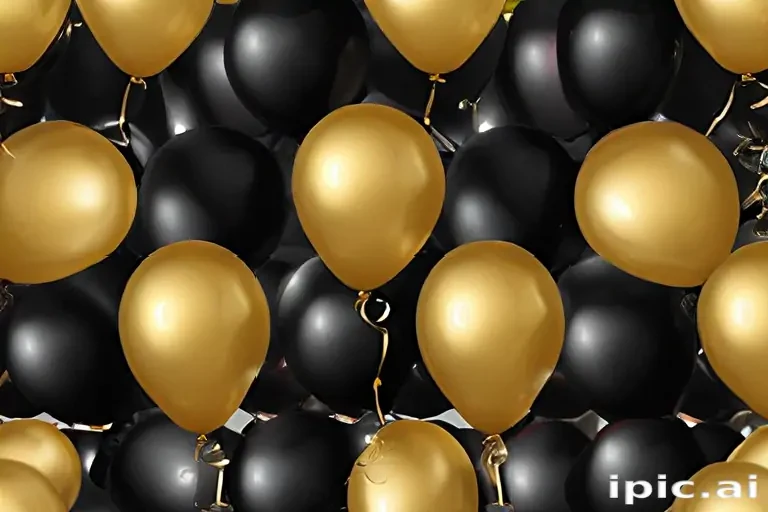 black and gold balloons png