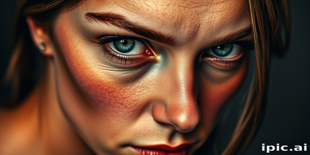 Hyperrealistic portrait tattoo titled "Timeless Gaze" capturing every nuance and detail of a human face with photographic precision. Subtle gradients and expert shading techniques bring depth and dimension to the skin, eyes, and hair. The play of light and shadow creates a lifelike quality that seems to breathe on the skin.