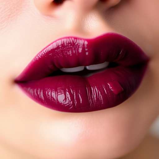 Luscious berry-stained lips with a rich, deep purple center fading to a softer mauve at the edges, giving a natural and effortless bitten look