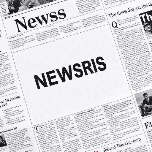 Create a detailed newspaper layout featuring headlines and articles with crisp black text on a white background, camera settings: aperture f/8, shutter speed 1/125s, ISO 200, camera view top-down, camera style editorial, camera type DSLR.