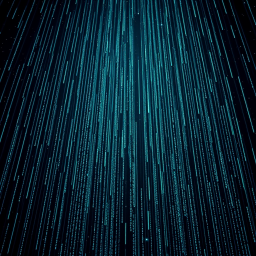Generate a futuristic digital rain scene similar to the Matrix with cascading binary code in a starry space background, using a wide-angle lens, f/2.8 aperture, ISO 200, 1/60 sec shutter speed, and a DSLR camera for enhanced clarity and depth.