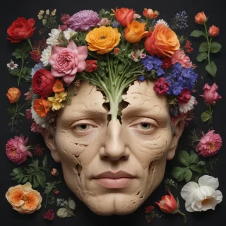 half brain half flowers