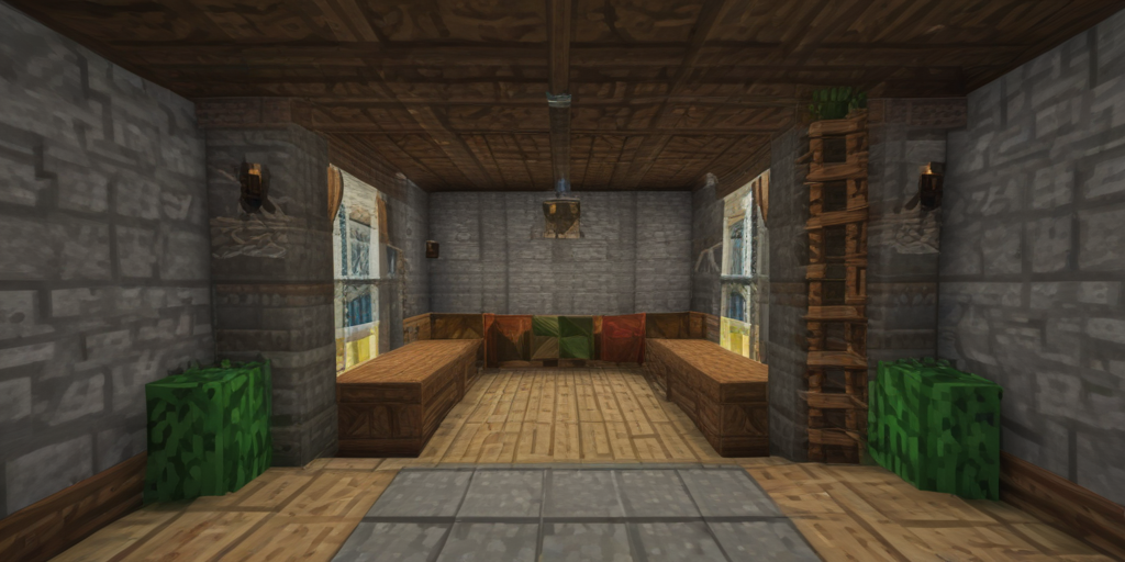 Minecraft 1.20.4 in their base cozy using fiathful texture pack