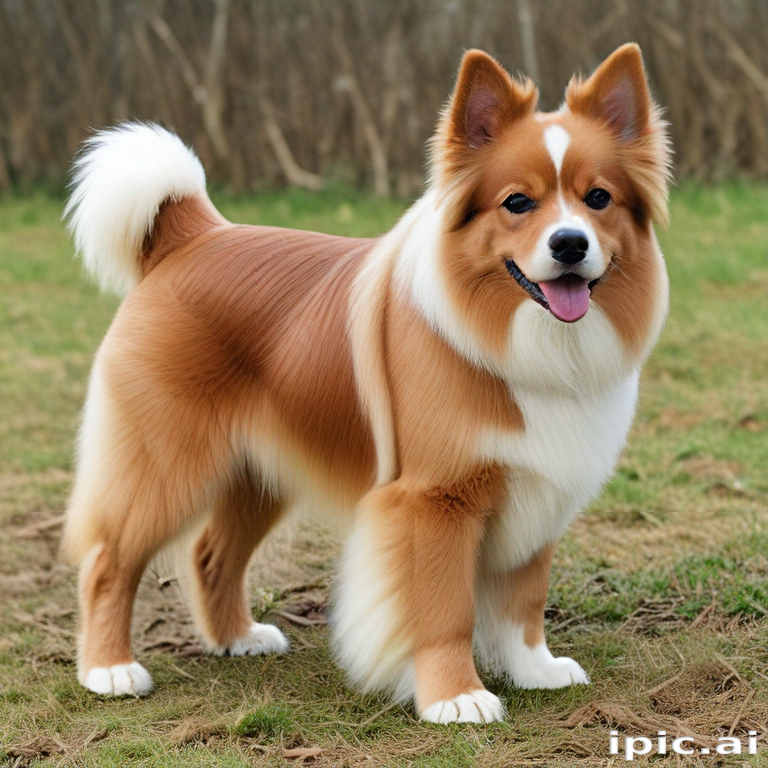 A Playful and Adorable Dog Standing Proudly in a Lush Green Field
