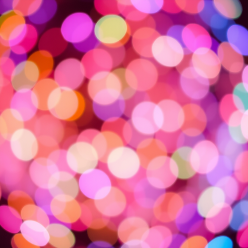 create a vibrant bokeh background with colorful circular lights in shades of purple, pink, red, orange, yellow, green, and blue, use a shallow depth of field, aperture f/2.8, ISO 100, 50mm lens, shot from a slightly elevated angle, use a DSLR camera for high clarity and sharpness