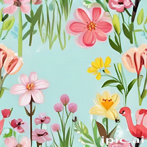 Vibrant Floral Pattern Featuring Colorful Flowers on a Soft Blue Background