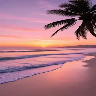pink beach sunset