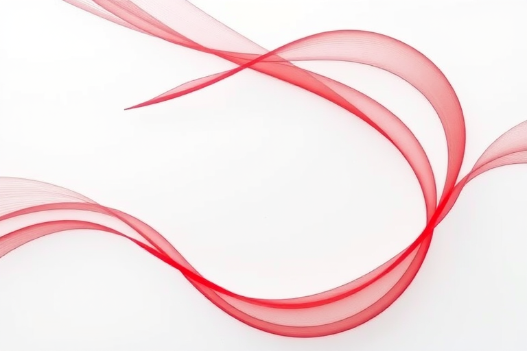 Create an abstract design of flowing red lines forming a frame around a blank white center, using a DSLR camera with a 50mm lens, f/1.8 aperture, ISO 100, at a 1/125 second shutter speed, with a shallow depth of field and soft background blur.