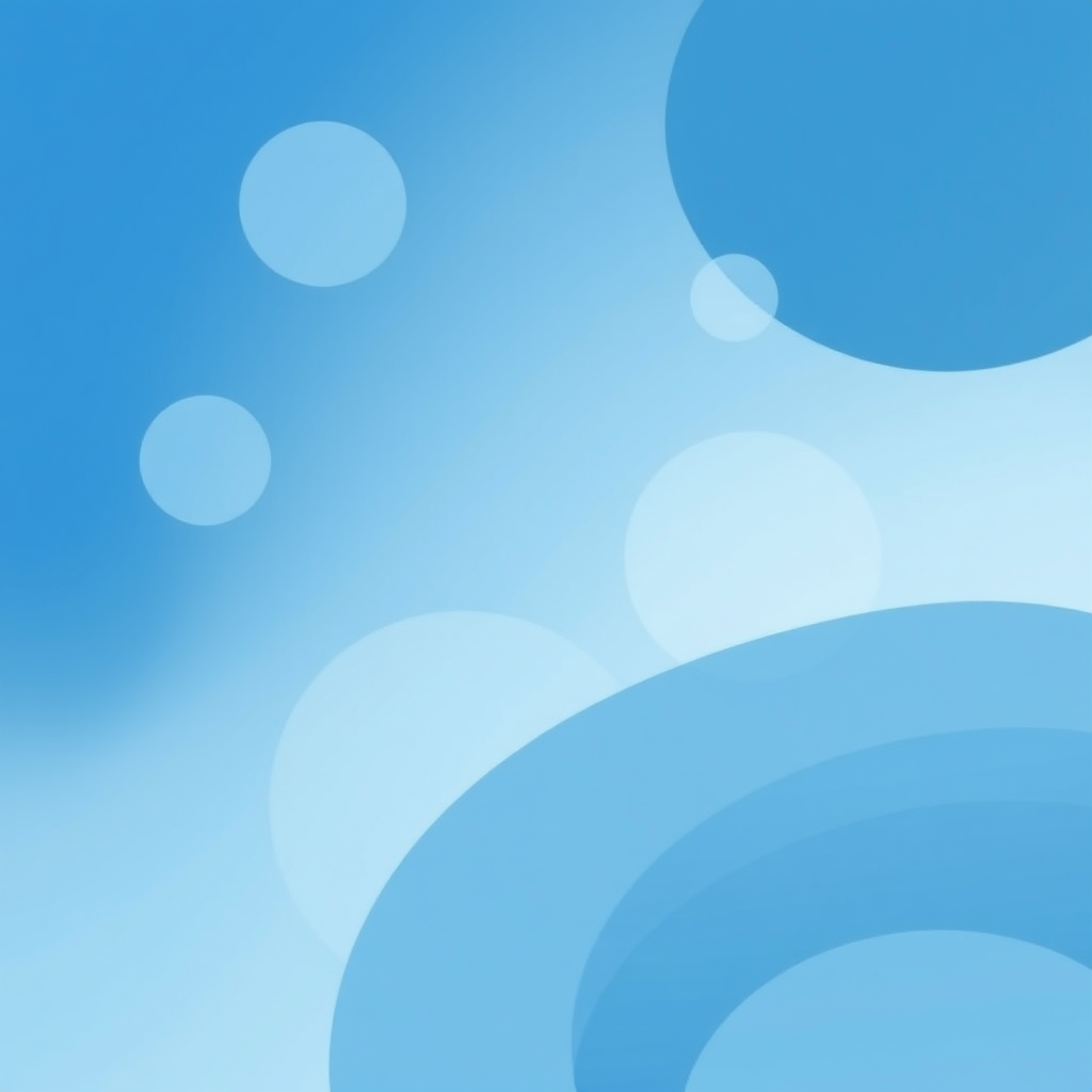 create an abstract digital artwork featuring varying shades of blue and smooth curves, include large and small circles in different sizes, use a high-resolution digital camera with a 50mm lens, aperture f/2.8, ISO 100, soft focus, and a minimalist style for enhanced image quality