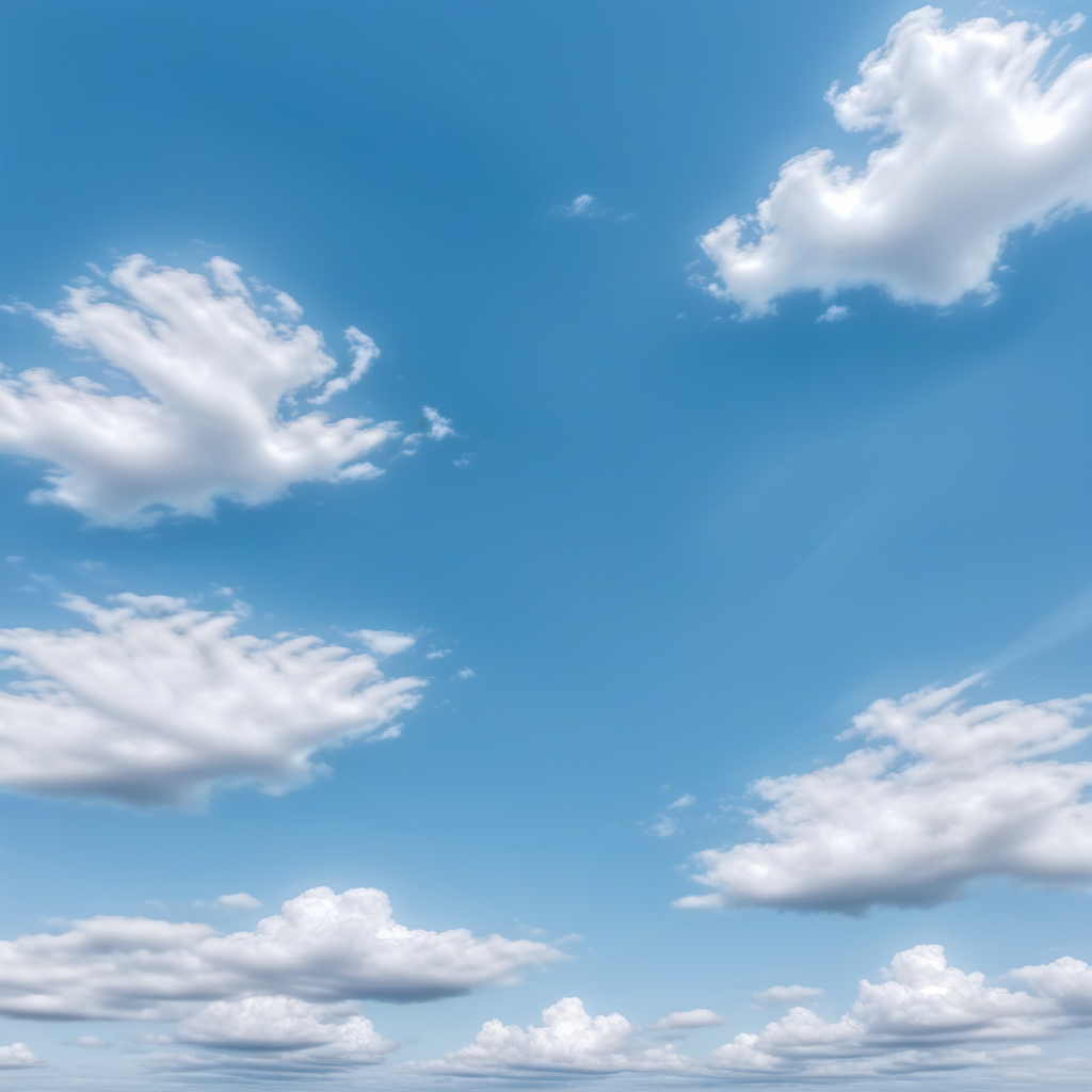 Serene Blue Sky Adorned with Fluffy, White Clouds on a Tranquil Day