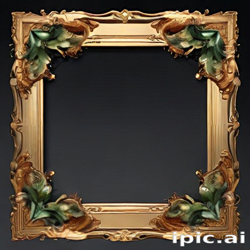 Ornate Golden Frame with Intricate Floral Designs and Elegant Curves