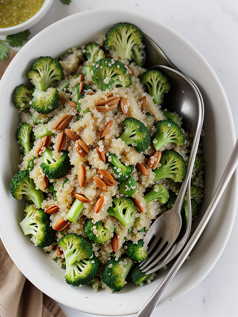 quinoa and broccoli spoon salad