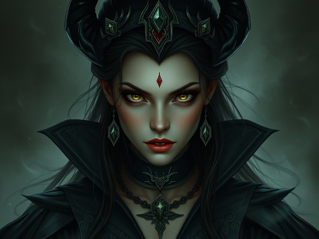 female dreamlike villain, dark aspect