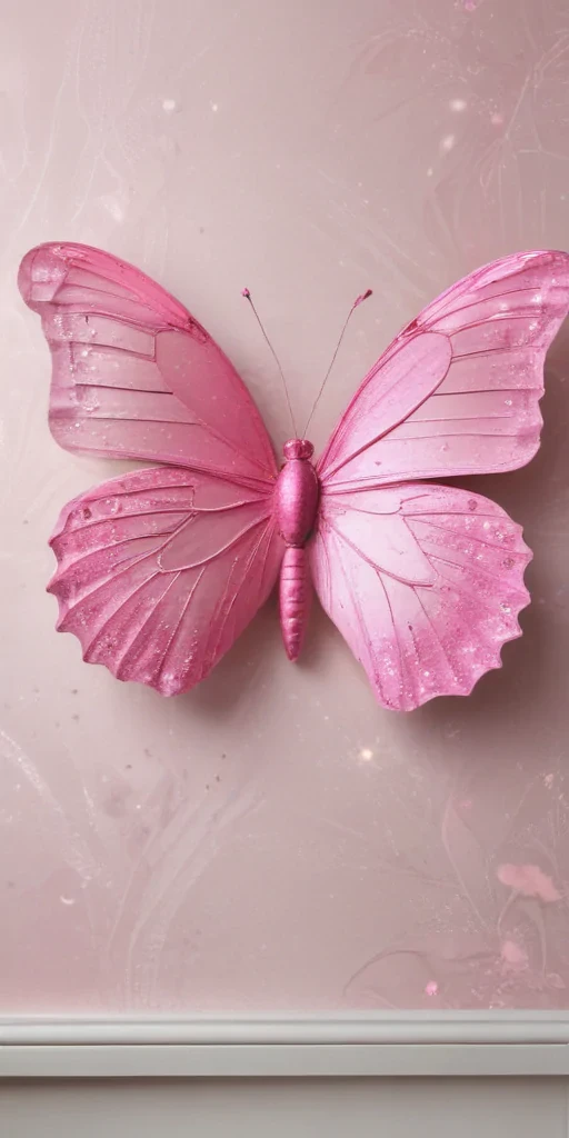 glitter pink butterfly wallpaper