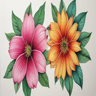flower drawings color