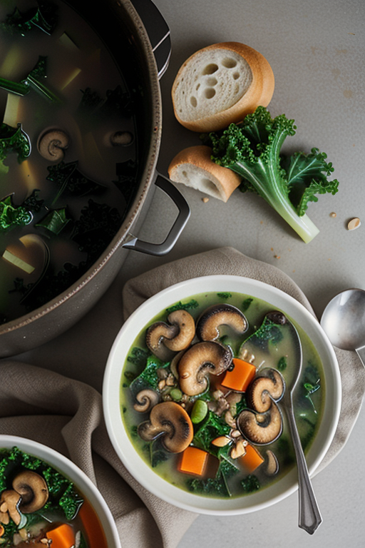 soup with kale and mushrooms