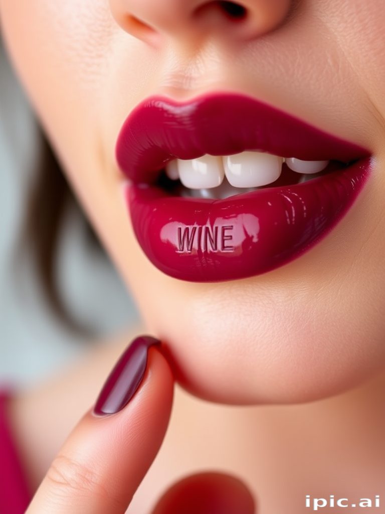 Berry-toned lip ink named "Wine Stained," creating a just-bitten effect with a lightweight, transfer-proof formula