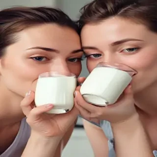 lesbians drinking milk
