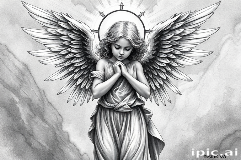 black and white angel drawings