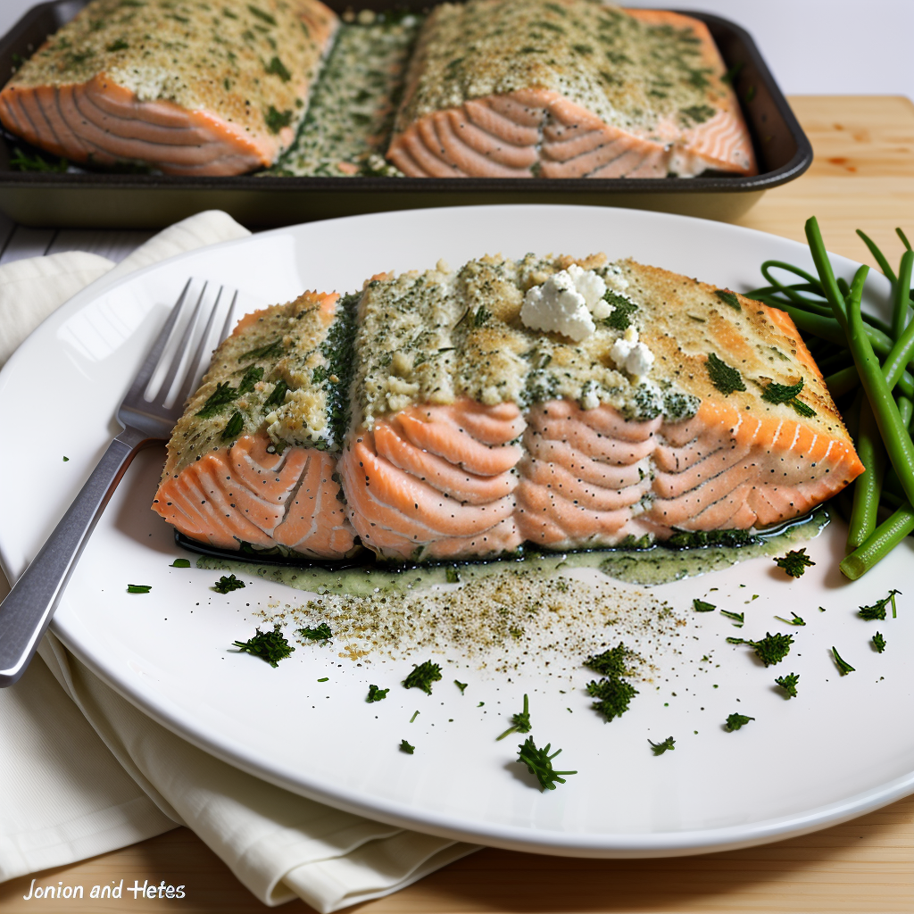 feta and herb crusted salmon