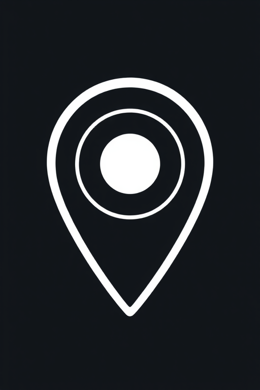 Create a high-resolution vector image of a location pin icon with a circular center, using a DSLR camera, 50mm lens, aperture f/2.8, ISO 100, shot in landscape view with a clean, minimalist background.