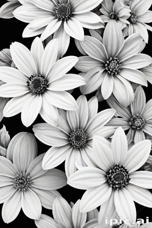 Elegant Black and White Floral Arrangement Featuring Delicate Blossoms ...