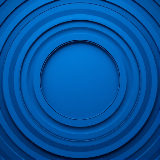 Create an abstract circular pattern with concentric rings in various shades of blue, using a Canon EOS R5 camera, 50mm lens, f/1.8 aperture, ISO 100, 1/60s shutter speed, taken from a direct overhead view, in high dynamic range style to enhance depth and clarity.