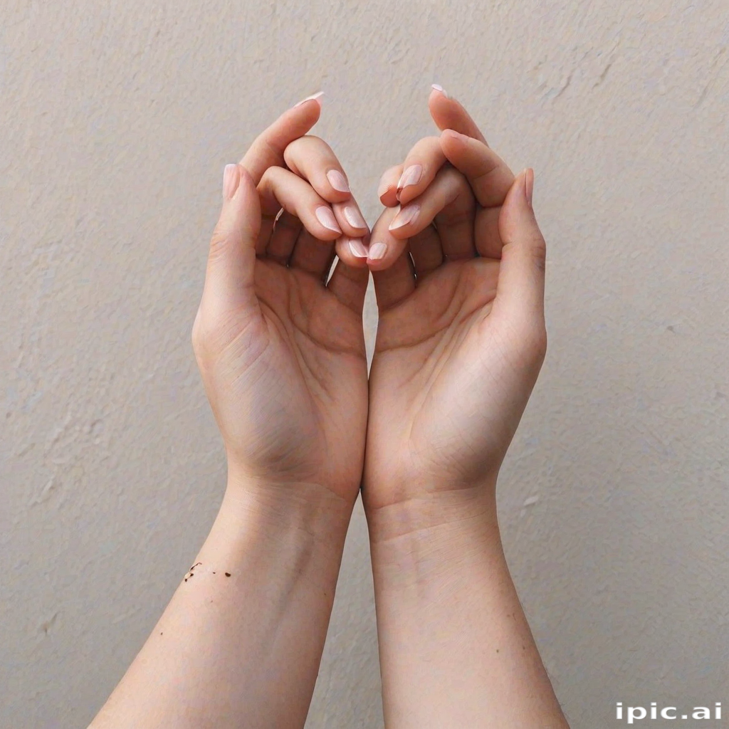 Delicate Hands Displaying Graceful Gesture Against a Soft Textured ...