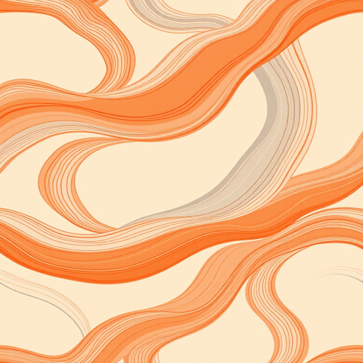 Create a seamless abstract pattern of flowing lines in warm colors like peach, terracotta, and soft gray on a light beige background, captured with a Canon EOS R5, aperture f/8, shutter speed 1/125s, ISO 100, overhead view, using a macro lens to enhance details.