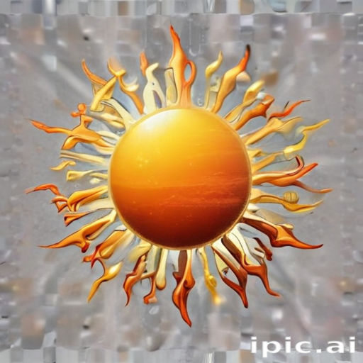 Radiant Sun Illustration Surrounded by Vibrant Flames and Decorative ...