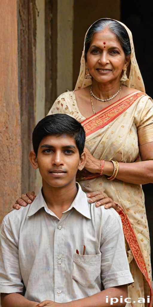 mom and son indian