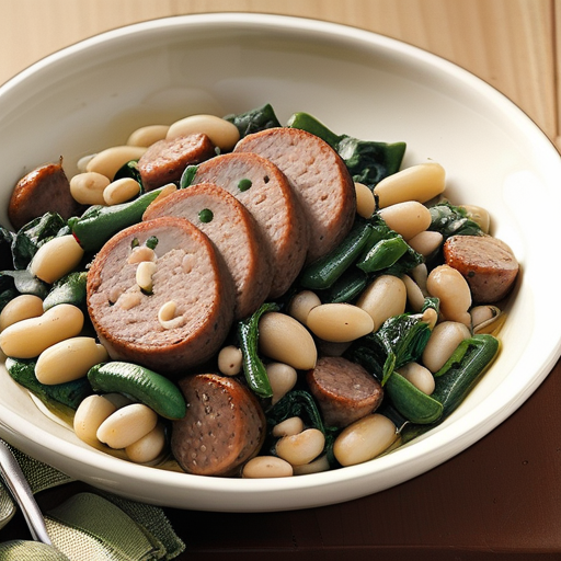 greens and beans with sausage