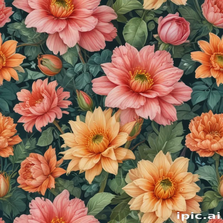 colored drawings of flowers